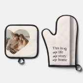 Foto- und Familienpreisgeschenk für moderne Paare Ofenhandschuh & Topflappen-Set (Vorderseite)