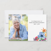 Foto und farbenfrohe Blume Beerdigung Dankeschön K Dankeskarte (Rückseite)