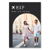 Foto und Flughafencode für Hochzeitreisen Tischnummer (Vorderseite)