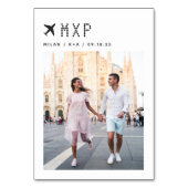 Foto und Flughafencode für Hochzeitreisen Tischnummer (Rückseite)