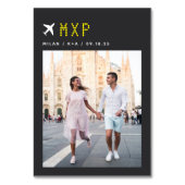 Foto und Flughafencode für Hochzeitreisen Tischnummer (Vorderseite)