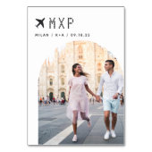 Foto und Flughafencode für Hochzeitreisen Tischnummer (Rückseite)