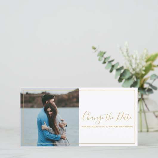 Foto und Gold ändern die Datumskarte Dankeskarte (Stehend Vorderseite)