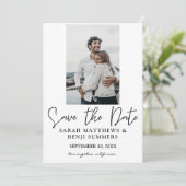 Foto und Handtypografie Save the Date 2 Weißer Ver Einladung (Stehend Vorderseite)