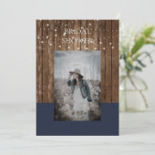 Foto- und Holzleuchten Navy-Brautparty Einladung (Stehend Vorderseite)