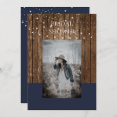 Foto- und Holzleuchten Navy-Brautparty Einladung (Vorne/Hinten)