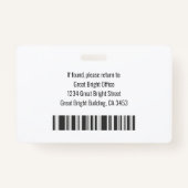 Foto und ID des personalisierten Krankenhauses für Ausweis (Rückseite)