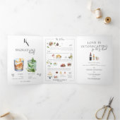 Foto und Illustrierte Cocktails Tischnummer Dreifach Gefaltete Einladung (Innenseite)