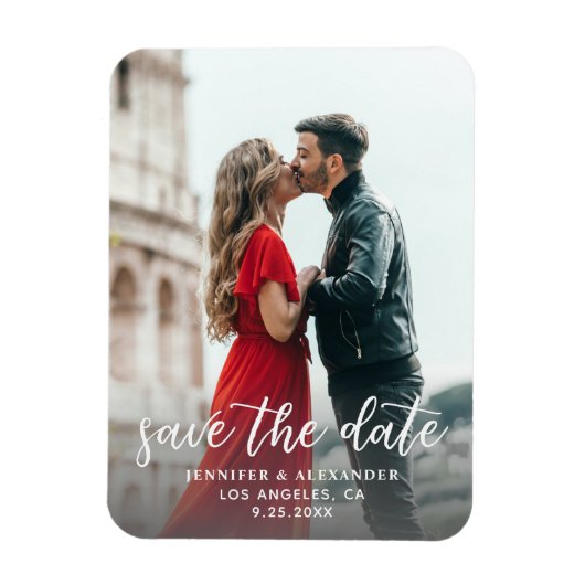 Foto und Kalligrafie 1 - Save the Date leichter Magnet (Vertikal)