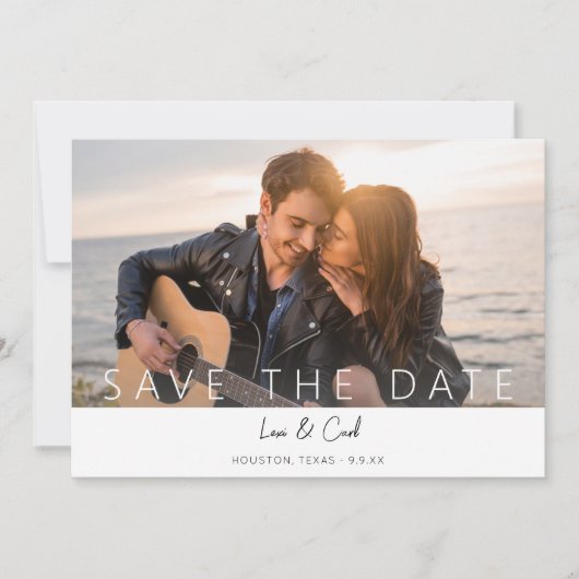 Foto und Kalligrafie 5 MOD Save the Date Einladung (Vorderseite)