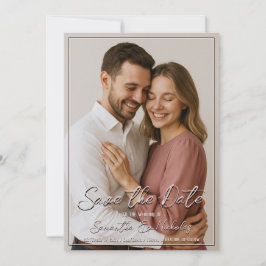 Foto und Kalligrafie Minimalistisch Blush Save the Einladung