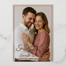 Foto und Kalligrafie Real Gold Save the Date Folieneinladung