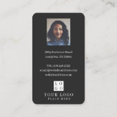 Foto und Logo an der Vorderseite der Schwarzen Was Visitenkarte (Rückseite)