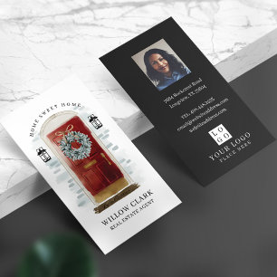 Foto und Logo an der Vordertür für Red Watercolor Visitenkarte