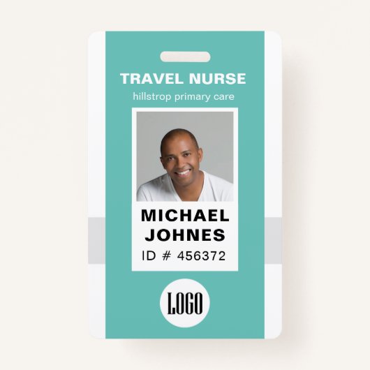 Foto und Logo des Pflegepersonals Abzeichen Ausweis (Vorderseite)