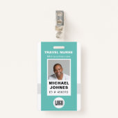 Foto und Logo des Pflegepersonals Abzeichen Ausweis (Vorderseite mit Klammer)