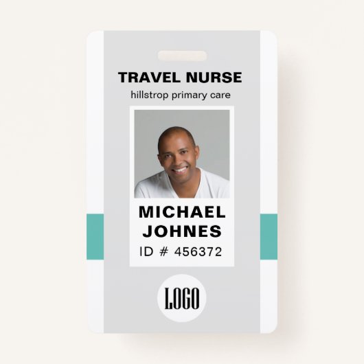 Foto und Logo des Pflegepersonals Abzeichen Ausweis (Vorderseite)