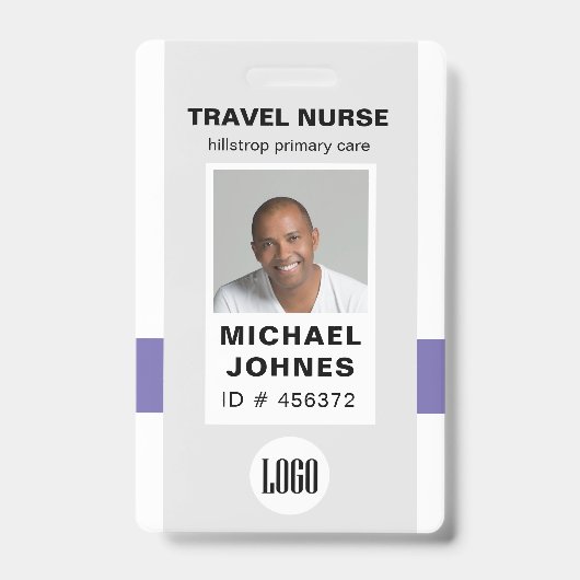 Foto und Logo des Pflegepersonals Abzeichen Ausweis (Vorderseite)