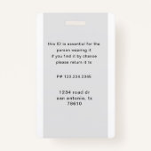 Foto und Logo des Pflegepersonals Abzeichen Ausweis (Rückseite)