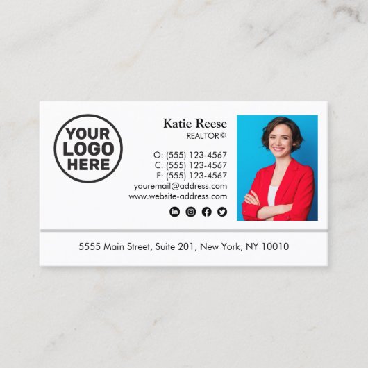 Foto und Logo-Real-Anwesen hinzufügen Beruflich Visitenkarte (Vorderseite)