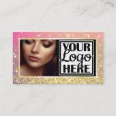 Foto- und Logo-Vorlage Gold Sparkle Glitzer Glam Visitenkarte (Vorderseite)