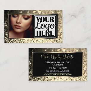 Foto- und Logo-Vorlage Gold Sparkle Glitzer Glam Visitenkarte