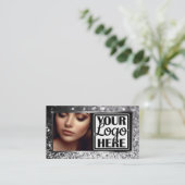 Foto- und Logo-Vorlage Grau-Sparkle-Glitzer-Glam Visitenkarte (Stehend Vorderseite)
