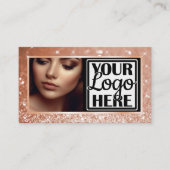 Foto- und Logo-Vorlage Peach Sparkle Glitzer Glam Visitenkarte (Vorderseite)