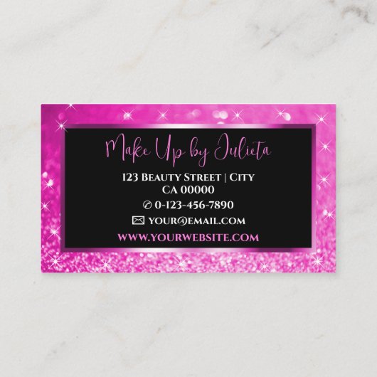 Foto- und Logo-Vorlage Rosa Sparkle Glitzer Glam Visitenkarte (Rückseite)