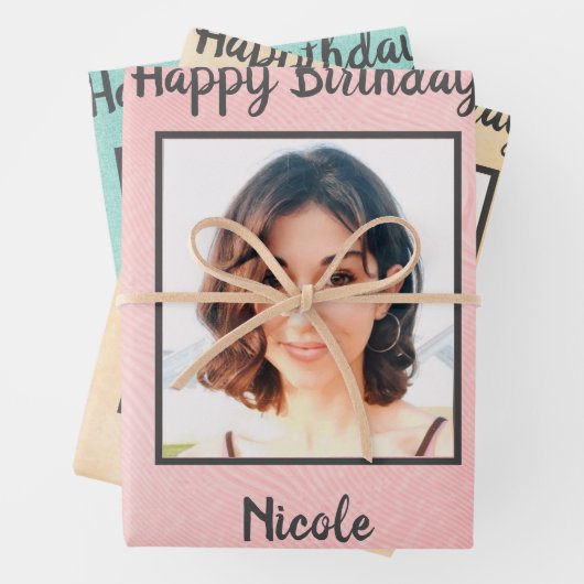 Foto und Monogramm Geschenkpapier Set (Beispiel)