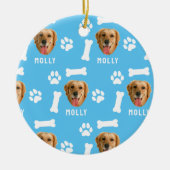 Foto und Name Blau für Hunde Keramik Ornament (Vorne)