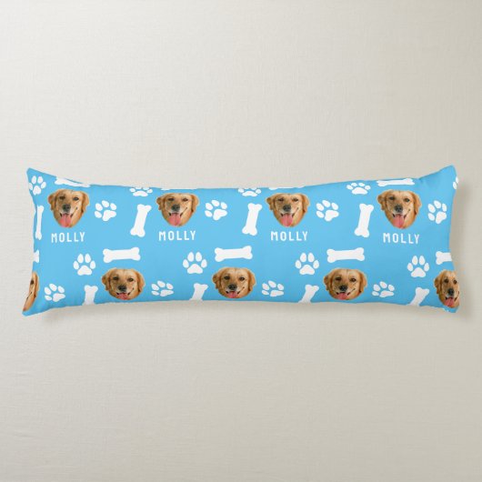 Foto und Name Blau für Hunde Seitenschläferkissen (Vorderseite)
