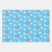 Foto und Name Blau für Katzen Geschenkpapier Set (Vorderseite)