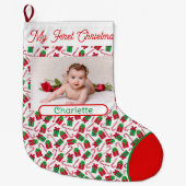 Foto und Name des ersten Weihnachtsjunges Niedlich Großer Weihnachtsstrumpf (Vorderseite)