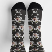 Foto und Name des Hundes, mit Knochen- und Paw-Dru Socken (Oben)