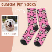 Foto und Name des Hundes, mit Knochen- und Paw-Dru Socken