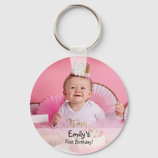 Foto und Name des Mädchens zum ersten Mal Schlüsselanhänger (Vorderseite)