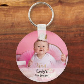 Foto und Name des Mädchens zum ersten Mal Schlüsselanhänger (Vorderseite)