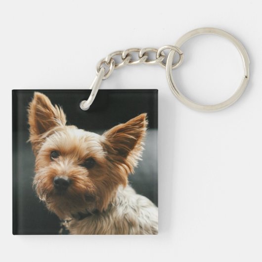 Foto und Name des personalisierten Hundes | Puppy  Schlüsselanhänger (Rückseite)