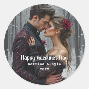 Foto und Name des personalisierten Valentinstag Runder Aufkleber