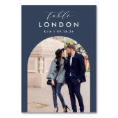 Foto und Name des Reiseziels Tischnummer (Vorderseite)