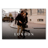 Foto und Name des Reiseziels Tischnummer (Vorderseite)