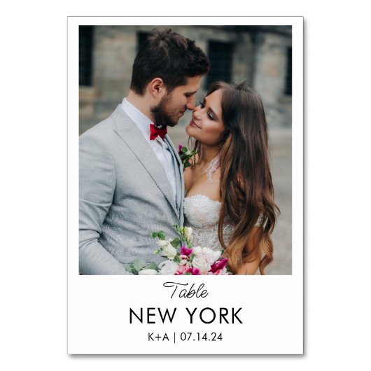 Foto und Name des Reiseziels Tischnummer (Vorderseite)