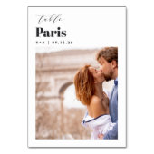 Foto und Name des Reiseziels Tischnummer (Rückseite)