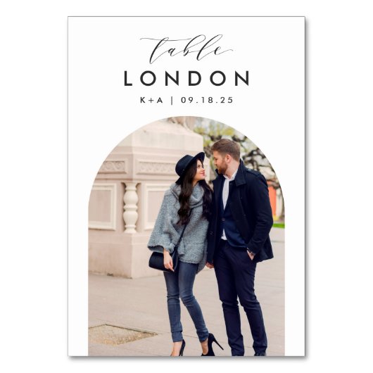 Foto und Name des Reiseziels Tischnummer (Vorderseite)