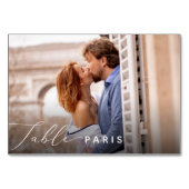 Foto und Name des Reiseziels Tischnummer (Rückseite)