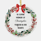 Foto und Name des rustikalen Kranzes Keramik Ornament (Vorne)