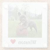 Foto und Name Französischer Bulldog Hund Lover Glasuntersetzer (Rückseite)