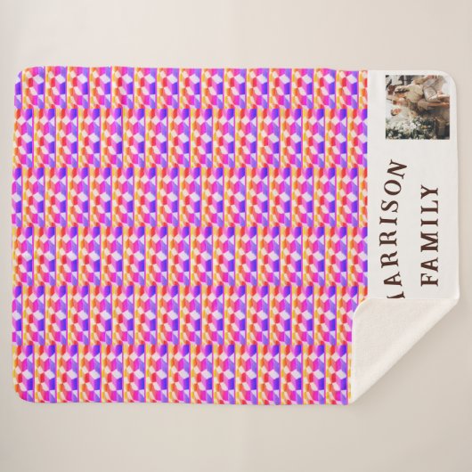 Foto und Name für ein buntes Fun Muster Sherpadecke (Vorderseite (Horizontal))