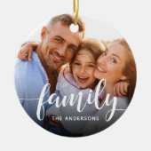 Foto und Name für Family Script Keramik Ornament (Vorne)